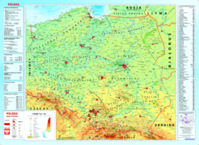 Mapa administracyjna Polski i mapa fizyczna z elementami ekologii