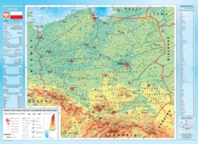 Mapa fizyczna Polski z elementami ekologii 200x150cm