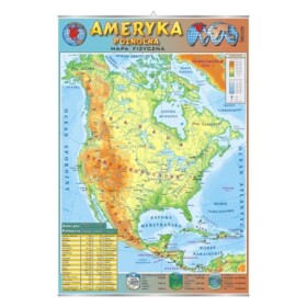 Mapa fizyczna Ameryki Północnej - plansza dydaktyczna