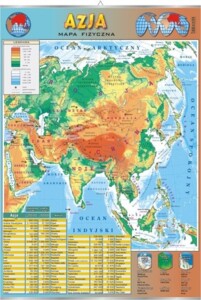 Mapa fizyczna Azji - plansza dydaktyczna