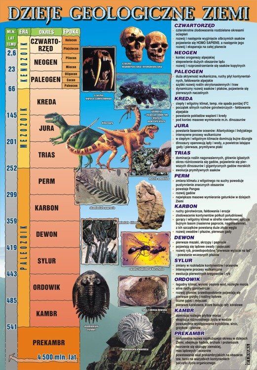 Ery I Okresy W Dziejach Ziemi Dzieje geologiczne Ziemi - plansza dydaktyczna